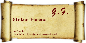 Ginter Ferenc névjegykártya